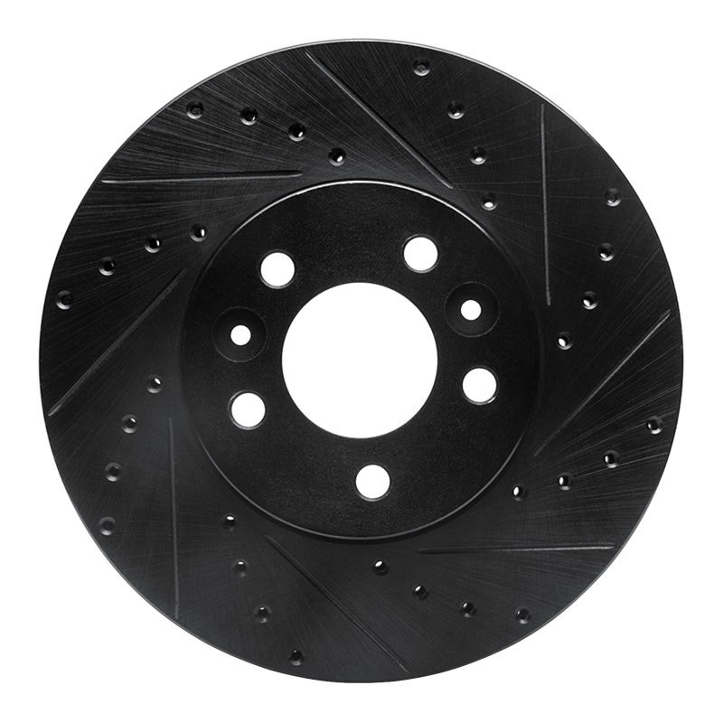 Ford Crown Victoria Brake Rotor (1) - Front Right - R1 Concepts - Drilled & Slotted - Black - `98-`02